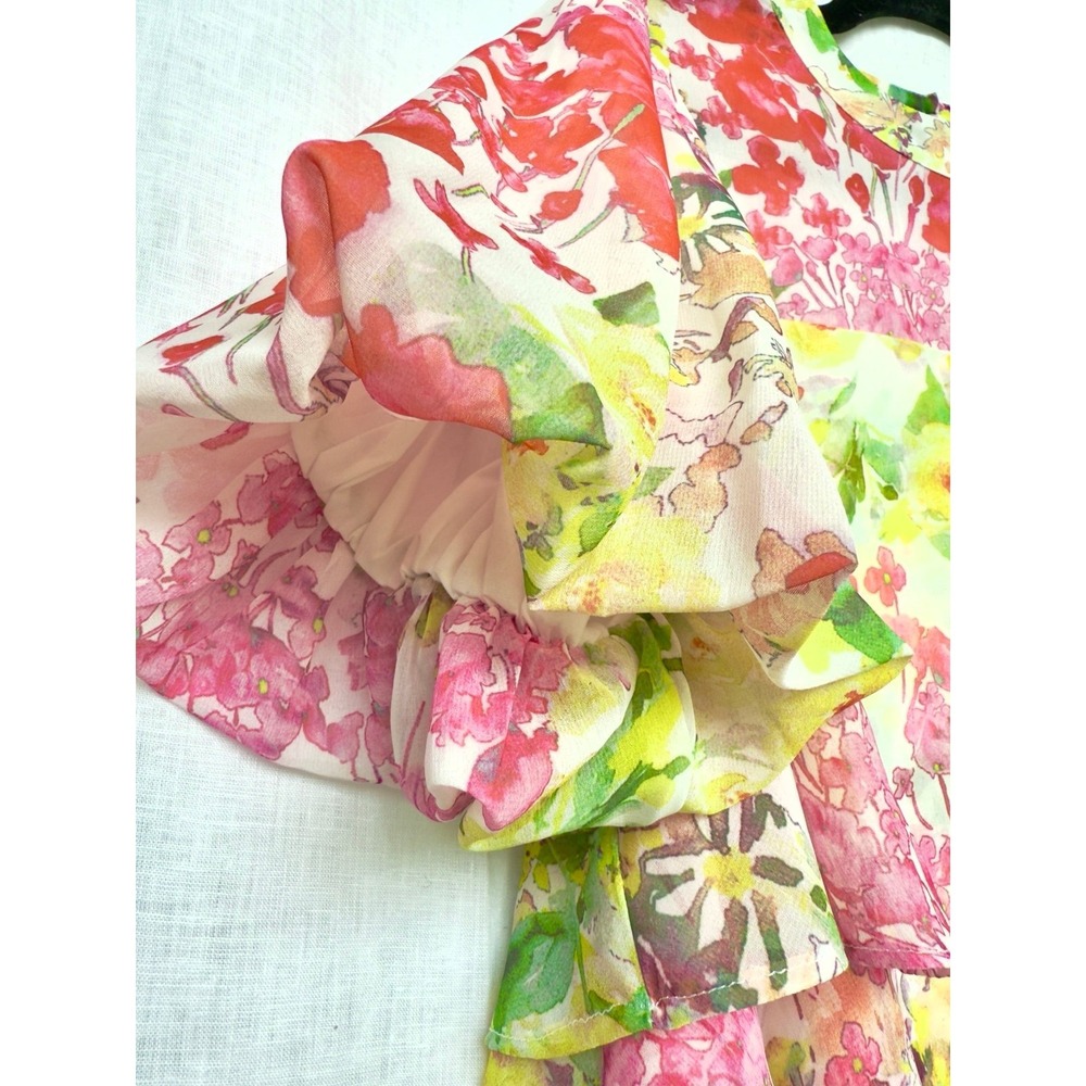 Stunning HerringStones Brand Tiered Flounce Dress Pouf Sleeve Perfect Condition - Picture 11 of 12
